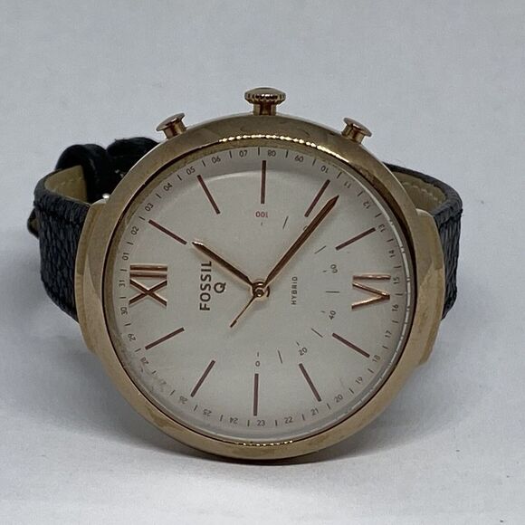 Fossil Hybrid FTW5023 Womens Black Leather Analog Dial Genuine Smart Watch CM625 - Picture 7 of 12